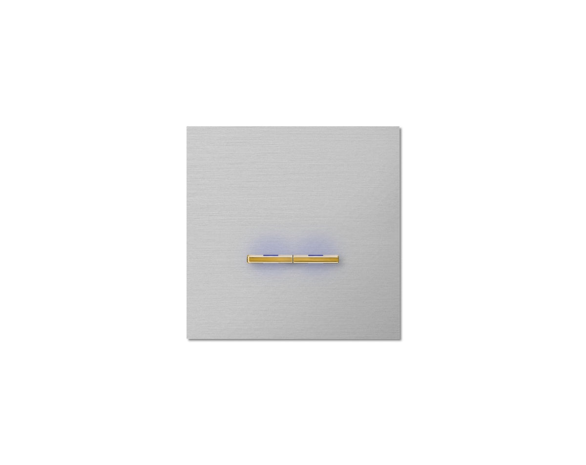 Chopin - 1-gang - brushed aluminium - dual levers gold with LED