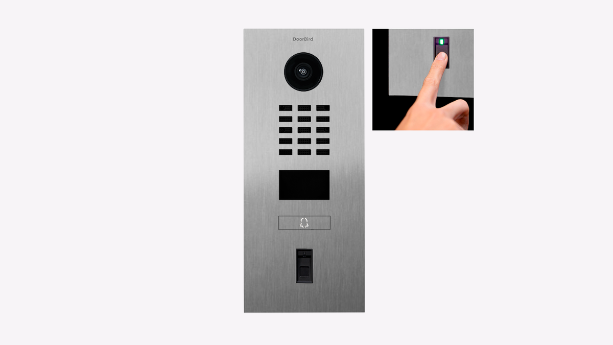 DoorBird D2201FV Fingerprint 50 IP Video Intercom, 1 Call Button, with Fingerprint Reader – Stainless steel V2A