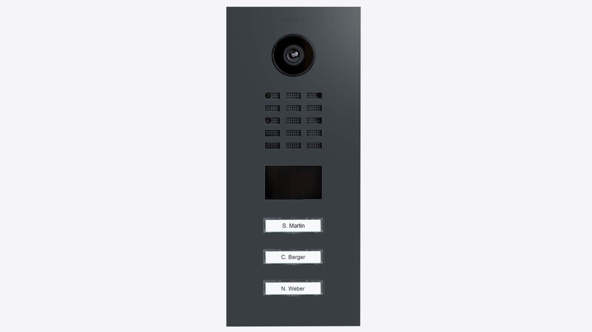 DoorBird D2203V IP Video Intercom, 3 Call Buttons – Anthracite RAL 7016