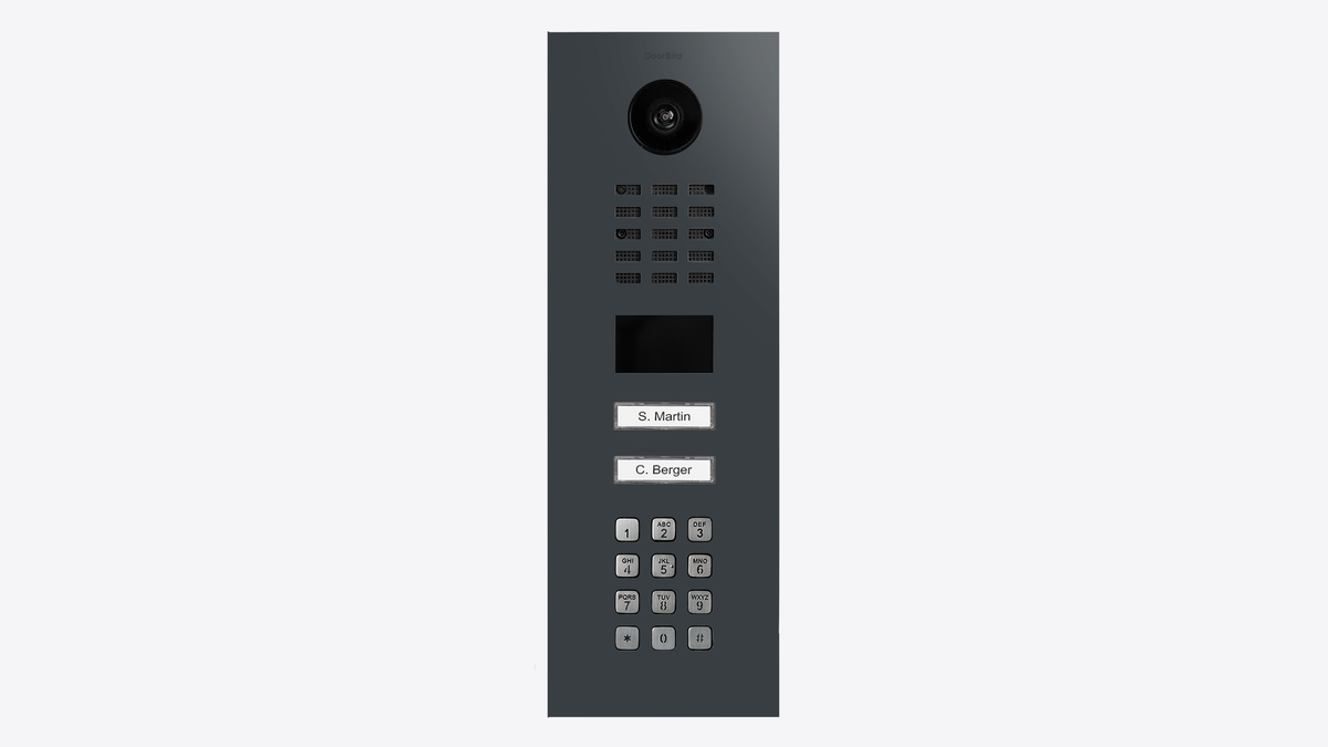 DoorBird D2202KV IP Video Intercom, 2 Call Buttons, with Keypad – Anthracite RAL 7016