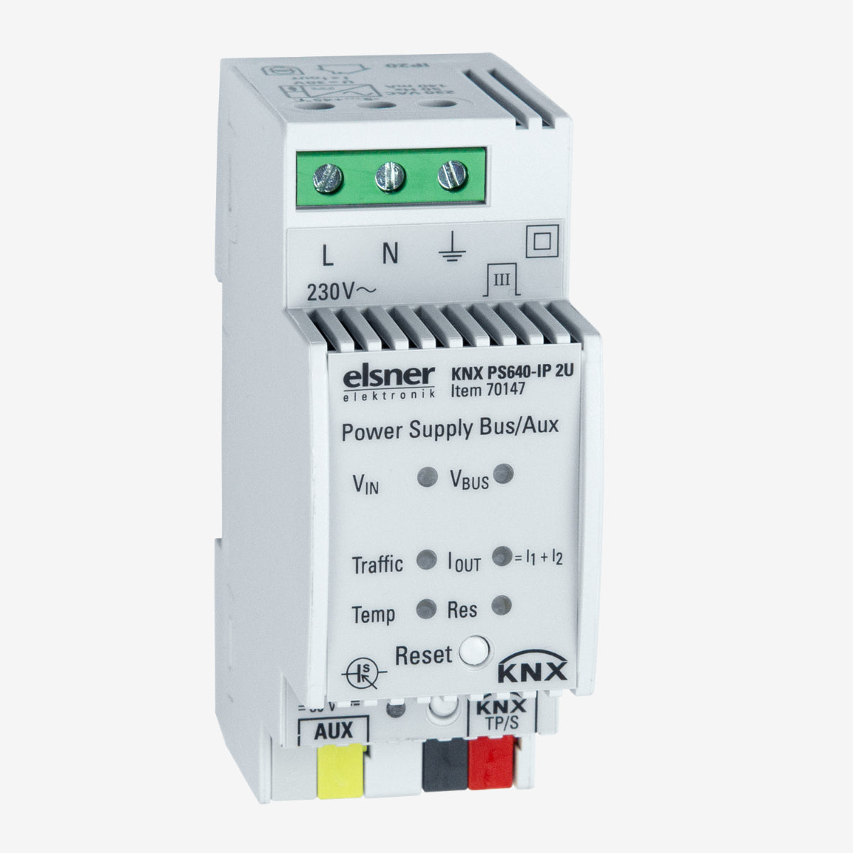 Elsner KNX PS640-IP 2U, 640 mA Power Supply with Diagnostics