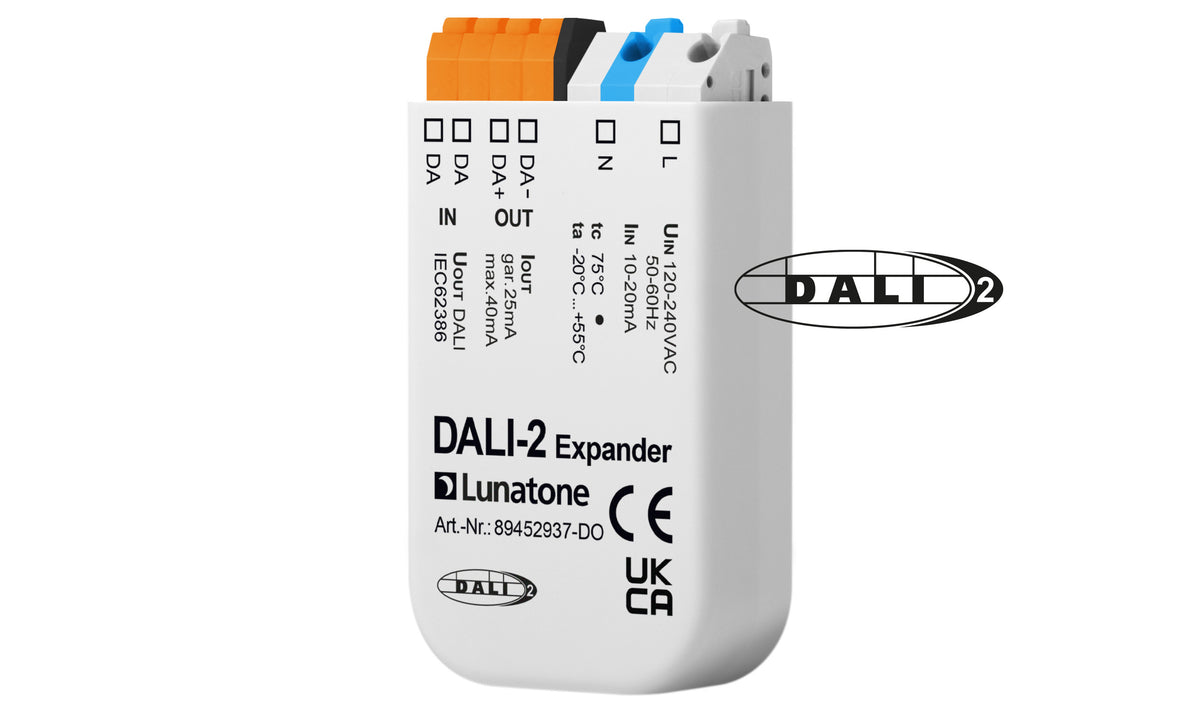 DALI-2 line expander, 1 address → broadcast sub-line, 25 mA supply, back box – Lunatone