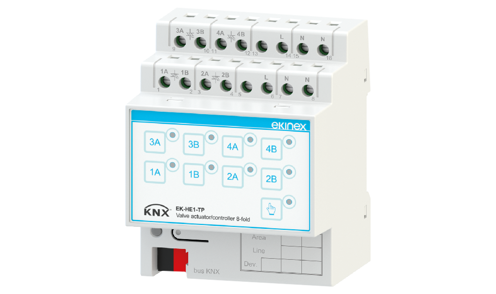Actuator / controller 8-fold for electrothermal valve drives - Ekinex