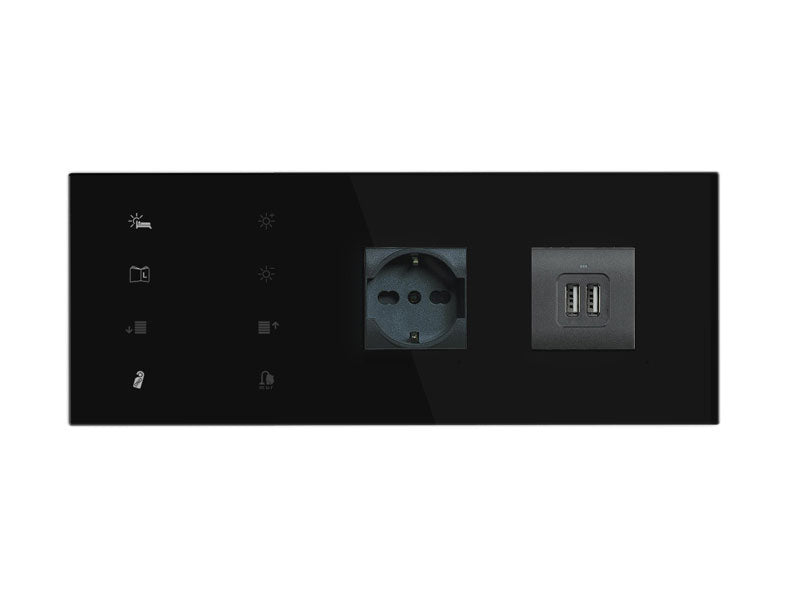 9025 Custom Bedside Panel Plate - 2 Sockets - Left Black – Eelectron