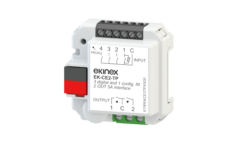 Universal interface CE2 (4 IN conf. / 2 OUT relais 5A) - Ekinex