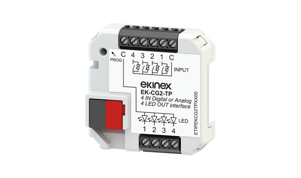 Universal interface CG2 (4 IN conf. as DI or NTC / 4 OUT) with thermostat function - Ekinex