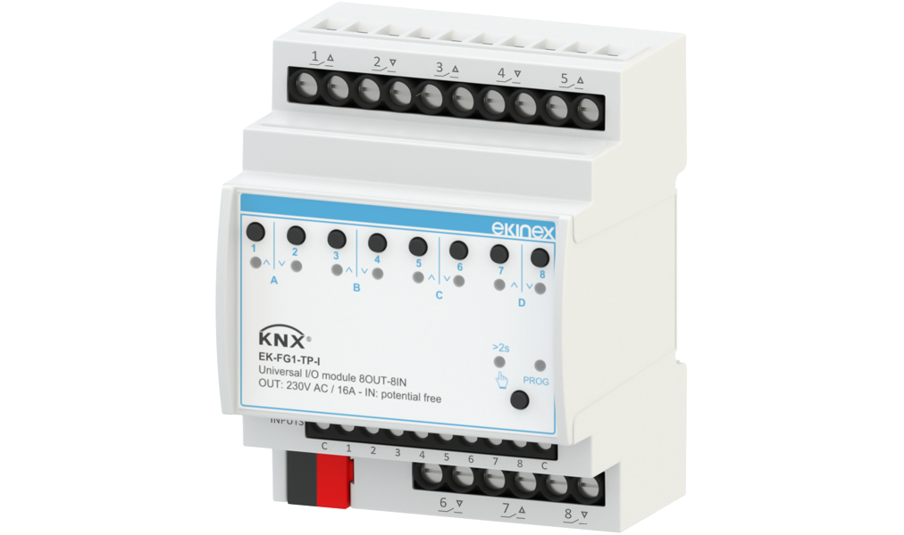 ÆVO Series Universal I/O Module with 8 outputs and 8 inputs - Ekinex
