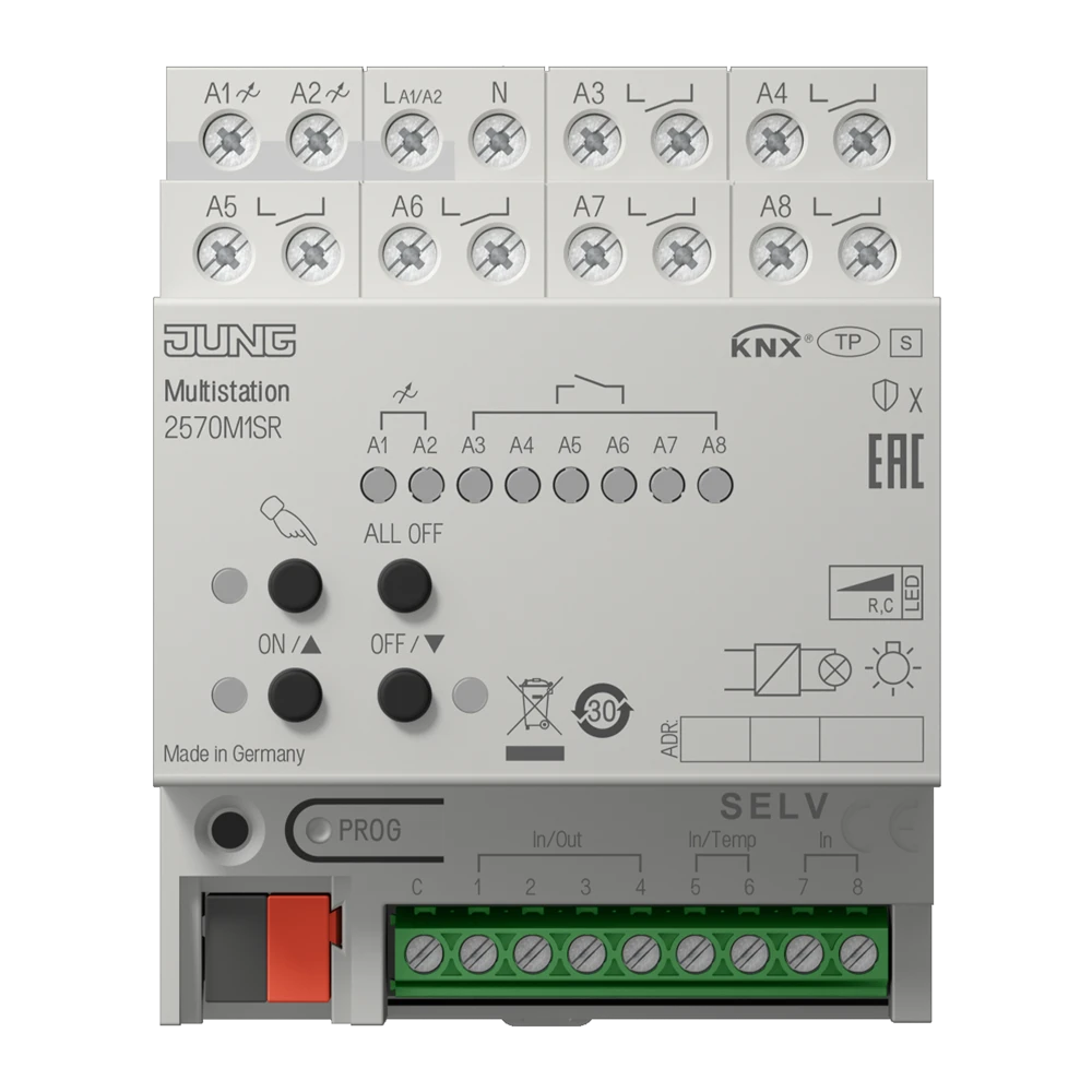 KNX multi station, rail mounting device, 4 rail units