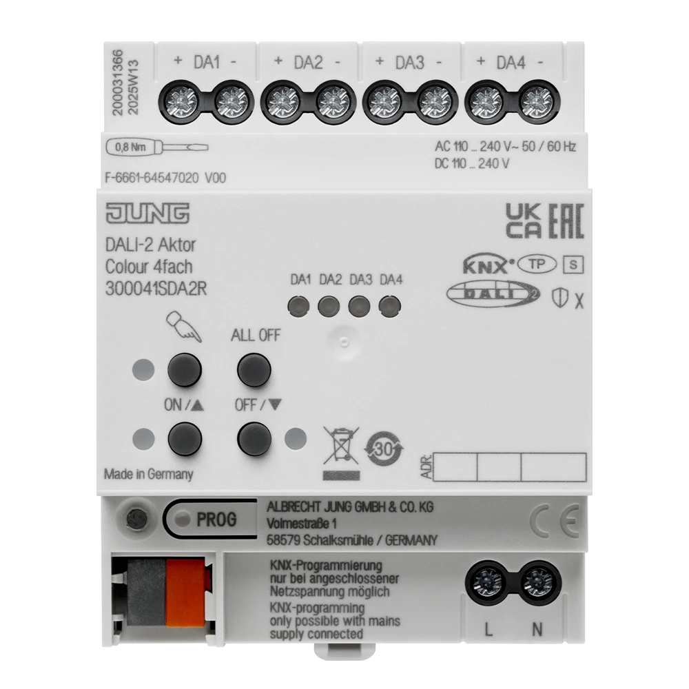 KNX DALI-2 actuator Colour 4-gang, rail mounting device, 4 rail units
