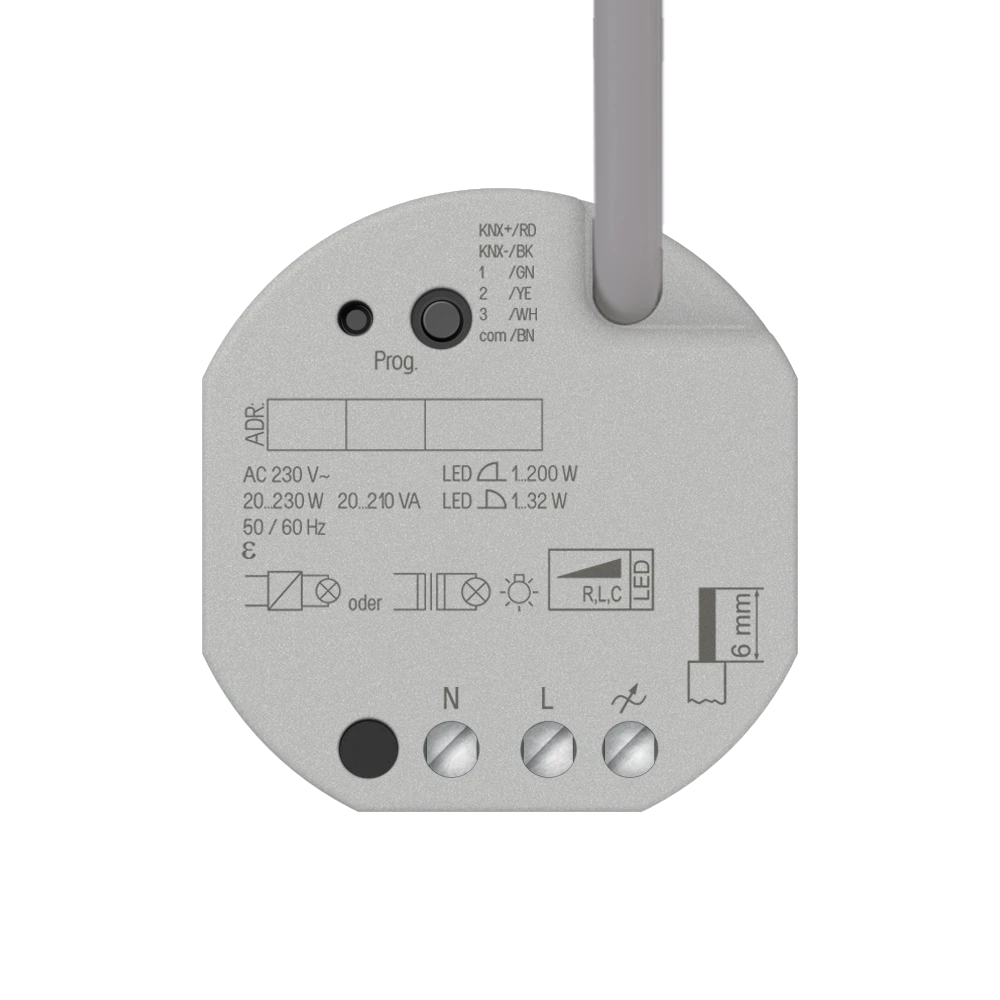 KNX universal dimming actuator, 1-gang, flush-mounted