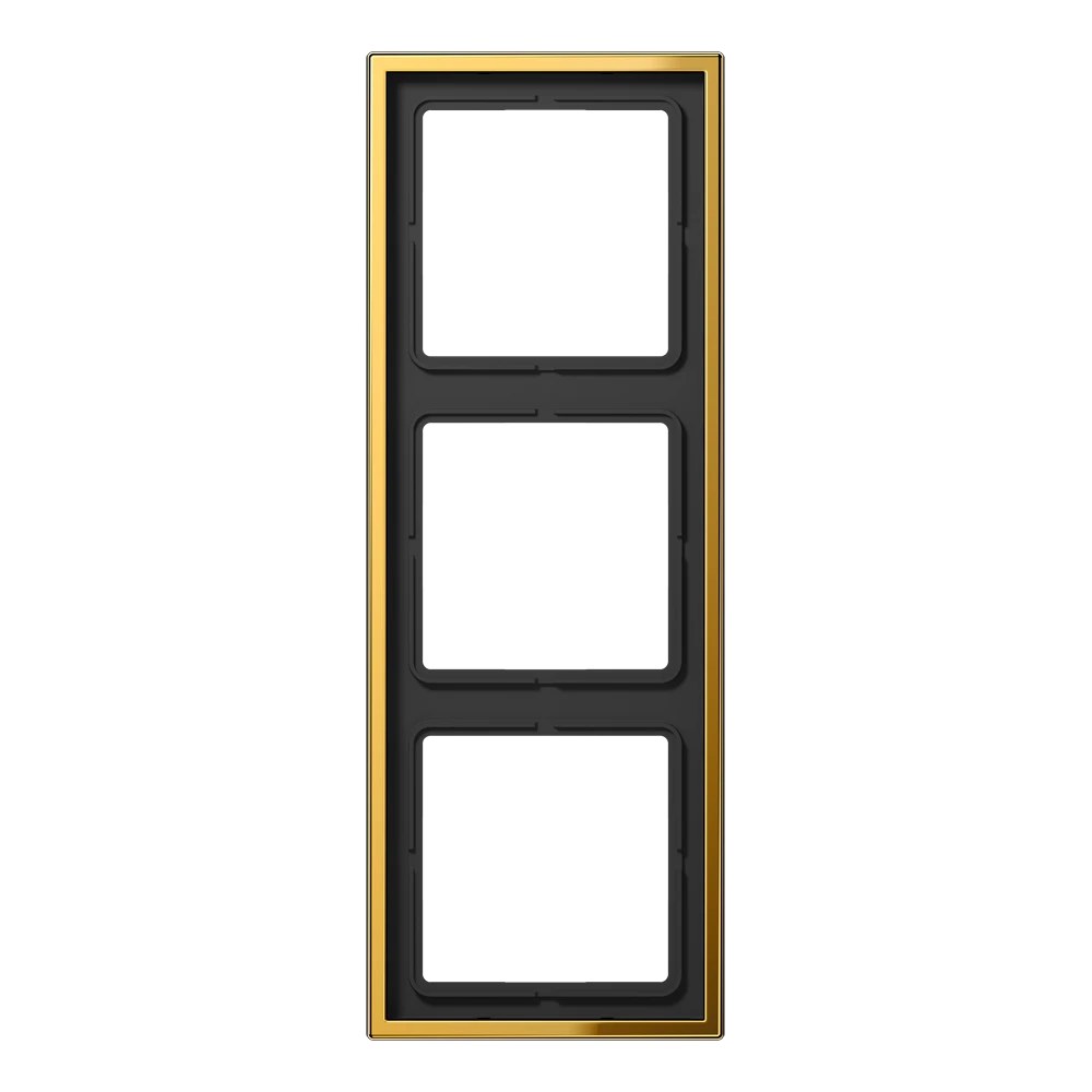 JUNG LS 990 metal frame, 3-gang, gold-coloured