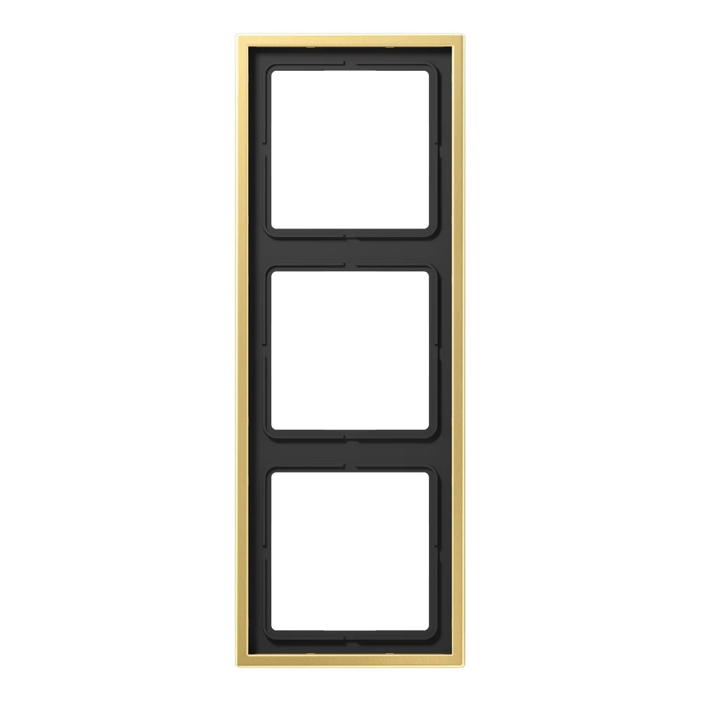 JUNG LS 990 metal frame, 3-gang, classic brass