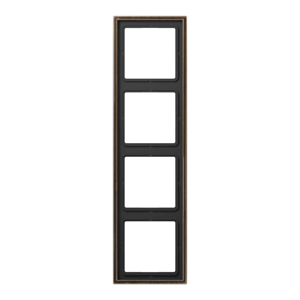 JUNG LS 990 metal frame, 4-gang, antique brass