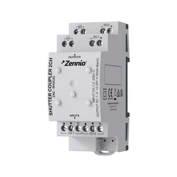 AC/DC Shutter coupler for up to two channels by Zennio