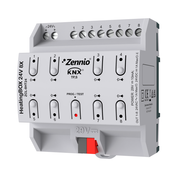 HeatingBOX 24V 8X. Heating actuator for up to 8 outputs 24 VAC/VDC by Zennio