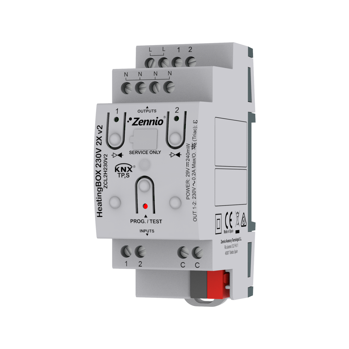 HeatingBOX 230V 2X v2. Heating actuator for up to 2 outputs 230VAC and 2 inputs by Zennio