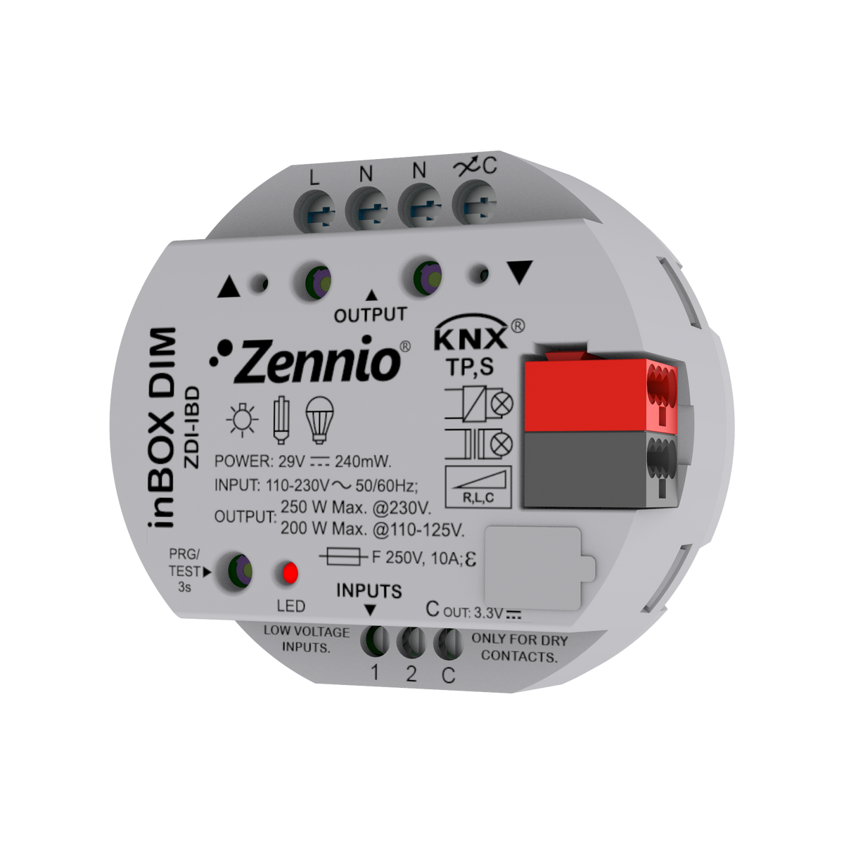 inBOX DIM. Universal dimmer for flush mounting. 1 channel x 250W by Zennio