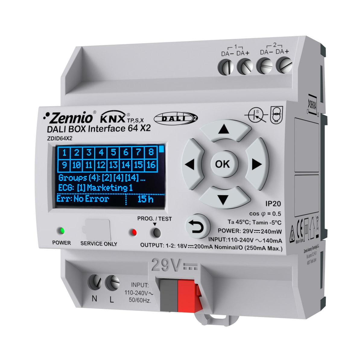 DALI BOX Interface 64 X2. KNX-DALI Interface for up to 64 ballasts per channel - 2 channels by Zennio