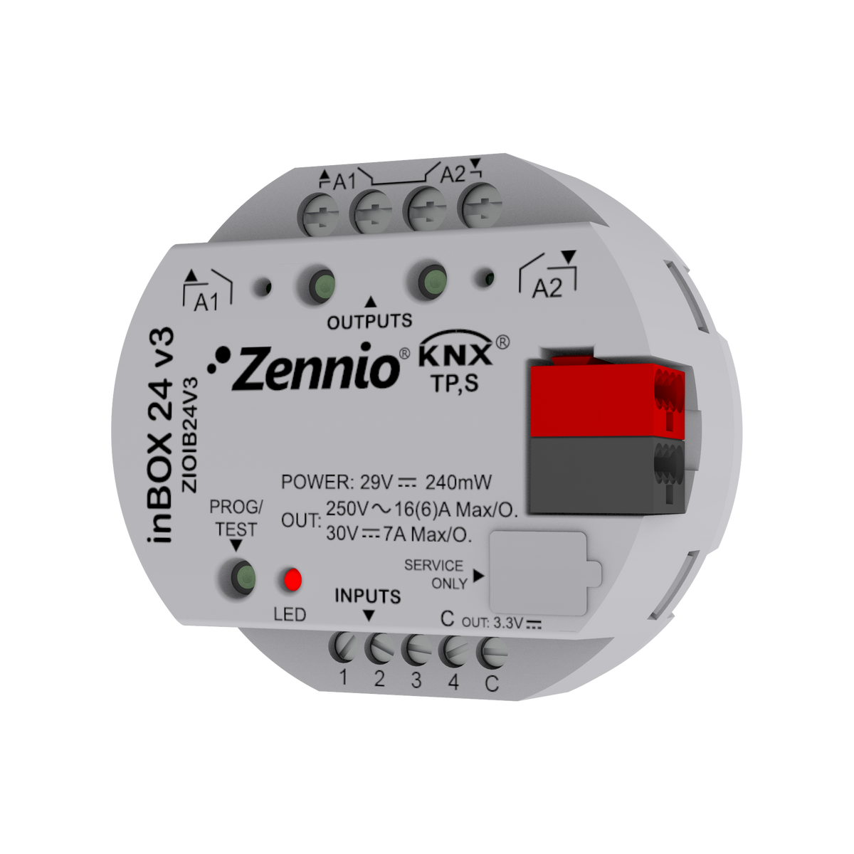 inBOX 24 v3. KNX multifunction actuator for flush mounting - 2 outputs 16A/4 inputs A/D by Zennio