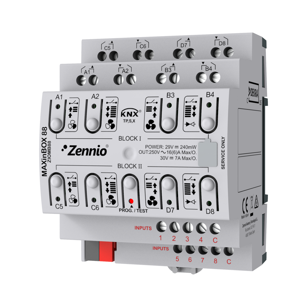 MAXinBOX 88. KNX multifunction actuator with KNX Secure - 8 outputs 16A / 8 inputs A/D by Zennio