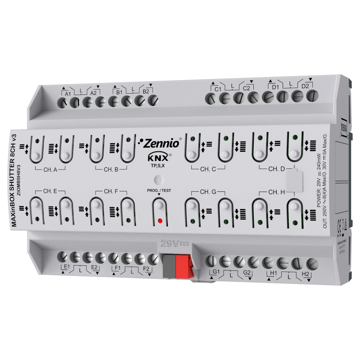 MAXinBOX SHUTTER 8CH v3. Shutter actuator with KNX Secure 8 channels by Zennio