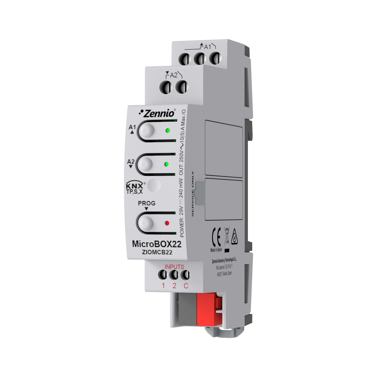 MicroBOX 22. KNX multifunction actuator with KNX Secure - 2 outputs 16A / 2 inputs A/D by Zennio