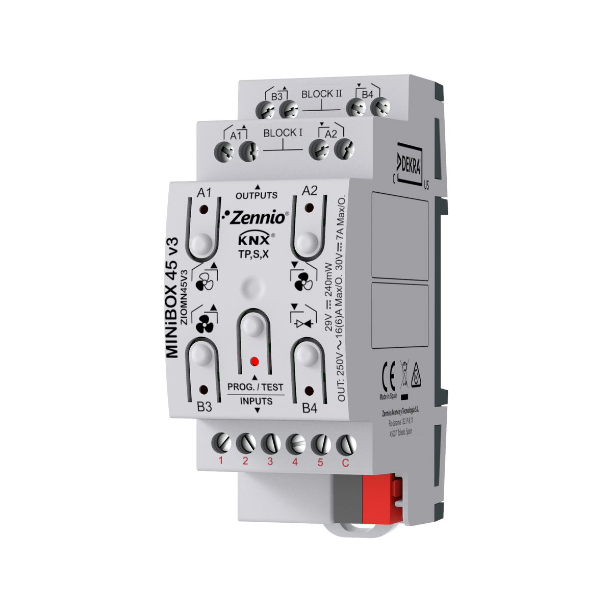 MINiBOX 45 v3. Fan coil controller with KNX Secure for 2-pipe unit / 5 inputs A/D by Zennio