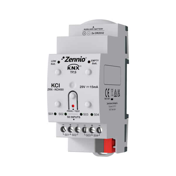 KCI. KNX Interface for 4 consumption meters with S0-pulsse outputs by Zennio
