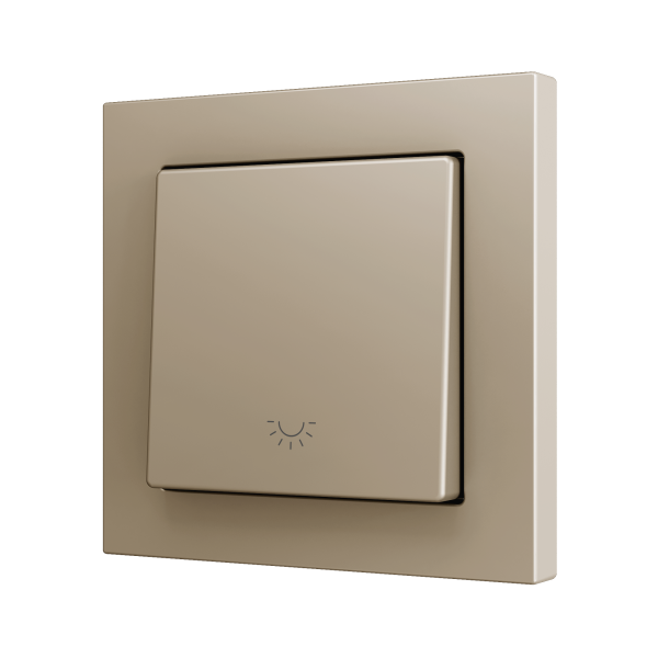 ZS55. Simple Soft push button for 1 binary input 55x55 mm - Light icon - Champagne by Zennio