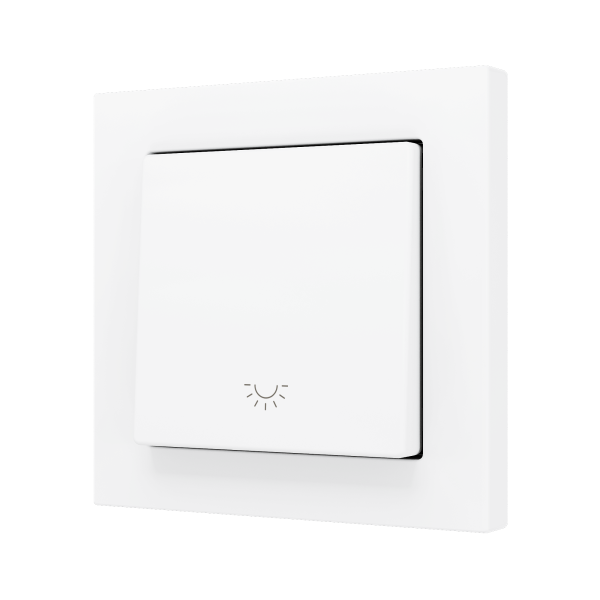 ZS55. Simple Soft push button for 1 binary input 55x55 mm - Light icon - Matt white by Zennio