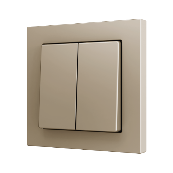 ZS55. Double Soft push button for 2 binary inputs 55x55 mm - Champagne by Zennio