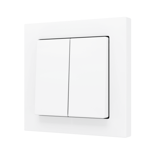 ZS55. Double Soft push button for 2 binary inputs 55x55 mm - Matt white by Zennio