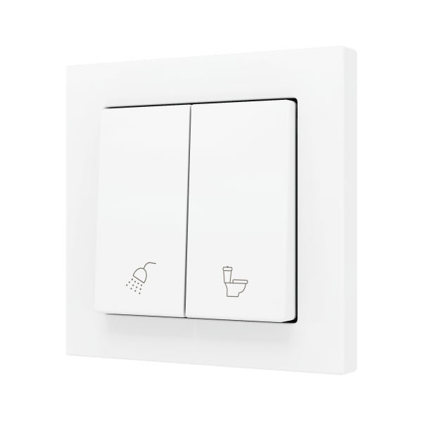 ZS55. Double Soft push button for 2 binary inputs 55x55 mm - Matt white - Custom. Minimum 100 units per design by Zennio