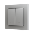 ZS55. Double Soft push button for 2 binary inputs 55x55 mm - Shutter icon - Silver by Zennio