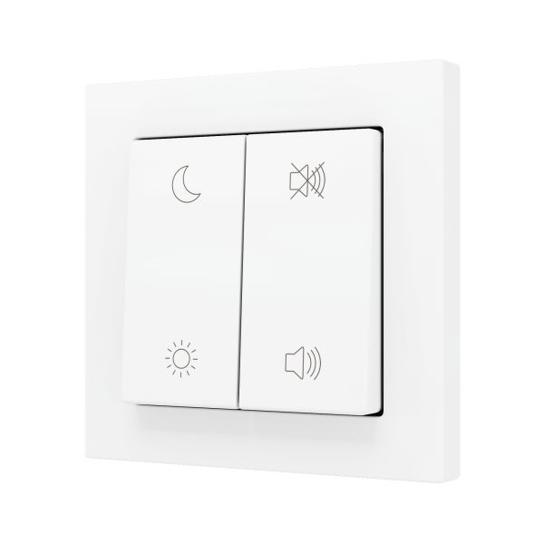 ZS55. Double Soft push button for 4 binary inputs 55x55 mm - Matt white - Custom. Minimum 100 units per design by Zennio
