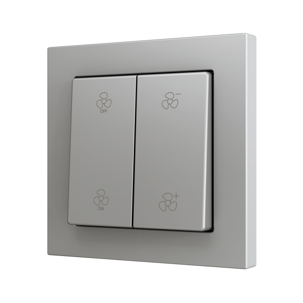 ZS55. Double Soft push button for 4 binary inputs 55x55 mm - Silver - Custom. Minimum 100 units per design by Zennio