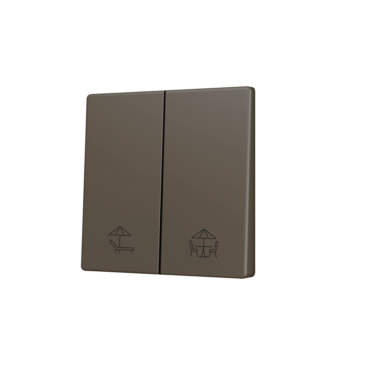 ZS55. Cover for Double KNX Soft push button 55x55 mm. Tilt down - Mocha - Custom. Minimum 100 units per design by Zennio