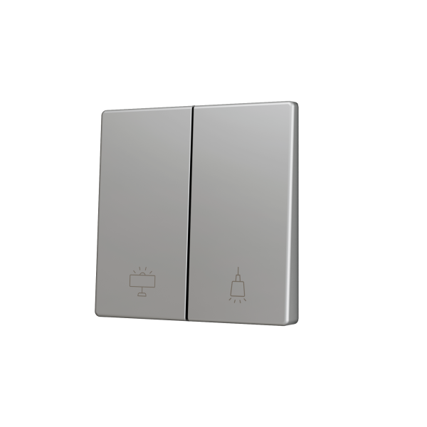 ZS55. Cover for Double KNX Soft push button 55x55 mm. Tilt down - Silver - Custom. Minimum 100 units per design by Zennio