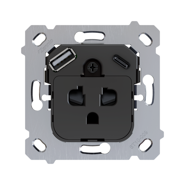 ZS55/ZS70. Euro-American socket insert with USB C and A (without cover) by Zennio