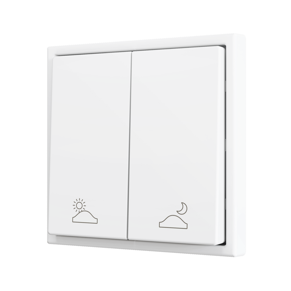 ZS70. Double Soft push button for 2 binary inputs 70x70 mm - Matt white - Custom. Minimum 100 units per design by Zennio