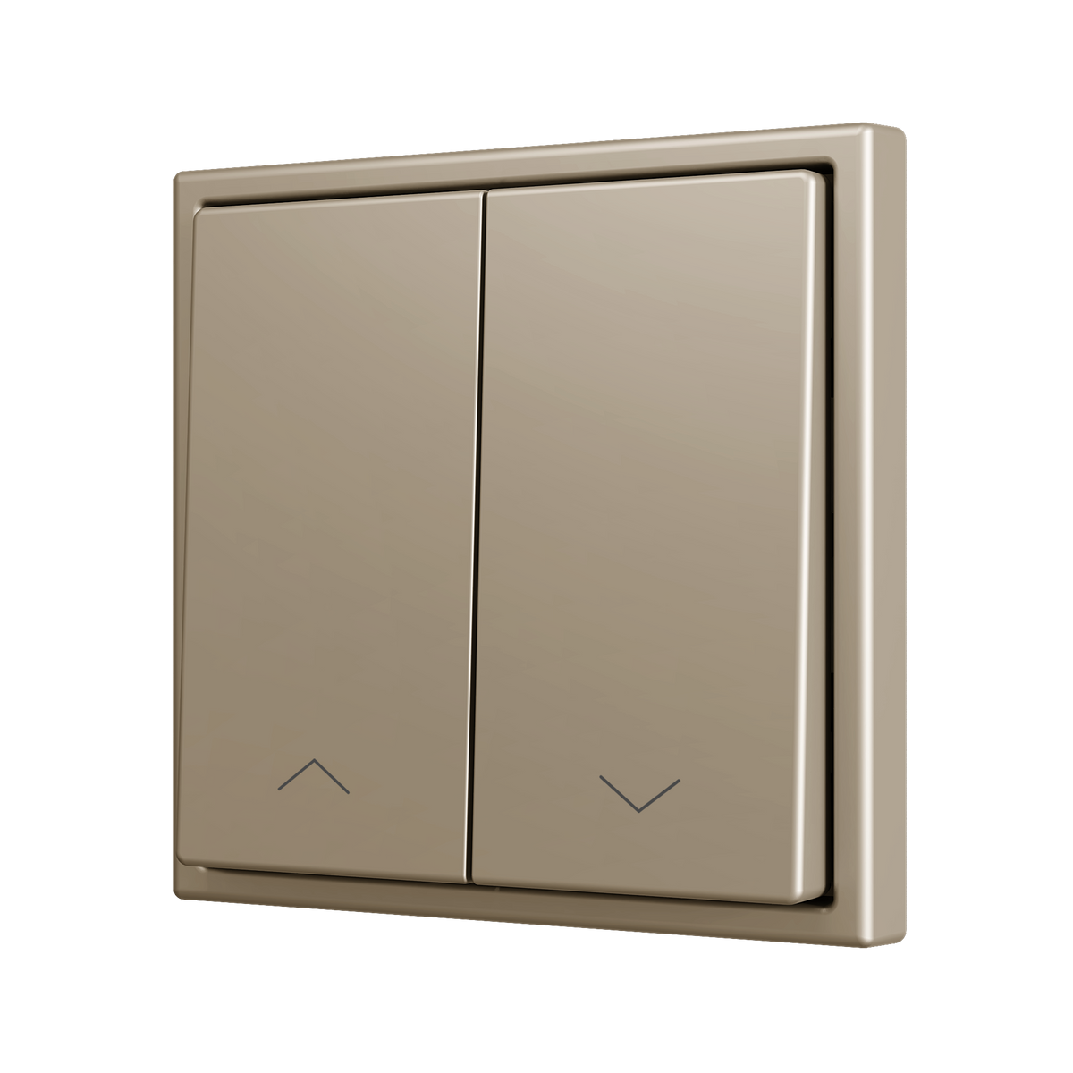 ZS70. Double Soft push button for 2 binary inputs 70x70 mm - Shutter icon - Champagne by Zennio