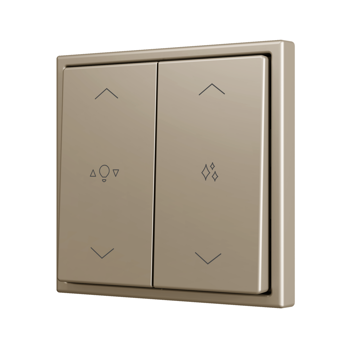 ZS70. Double Soft push button for 4 binary inputs 70x70 mm - Champagne - Custom. Minimum 100 units per design by Zennio