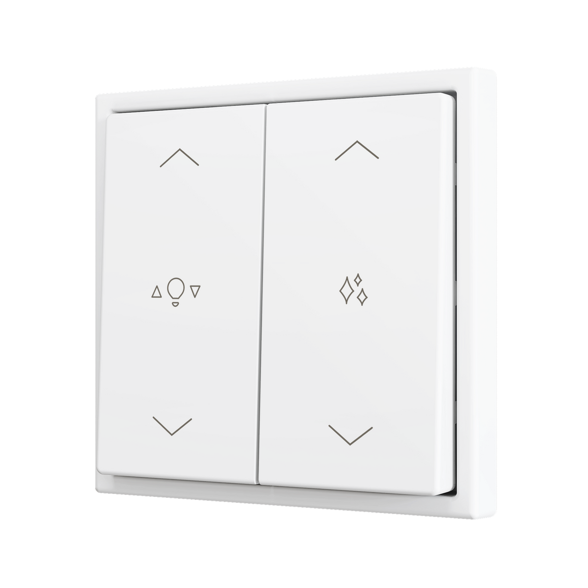 ZS70. Double Soft push button for 4 binary inputs 70x70 mm - Matt white - Custom. Minimum 100 units per design by Zennio