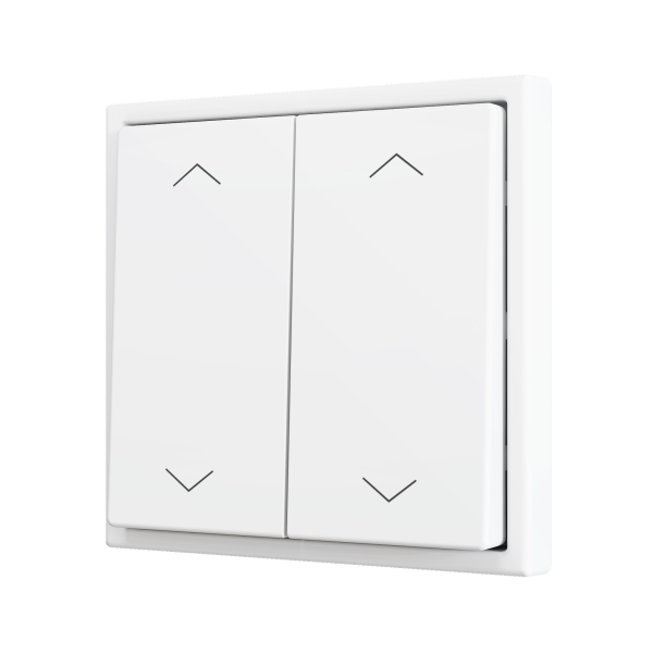 ZS70. Double Soft push button for 4 binary inputs 70x70 mm - Shutter icon - Matt white by Zennio