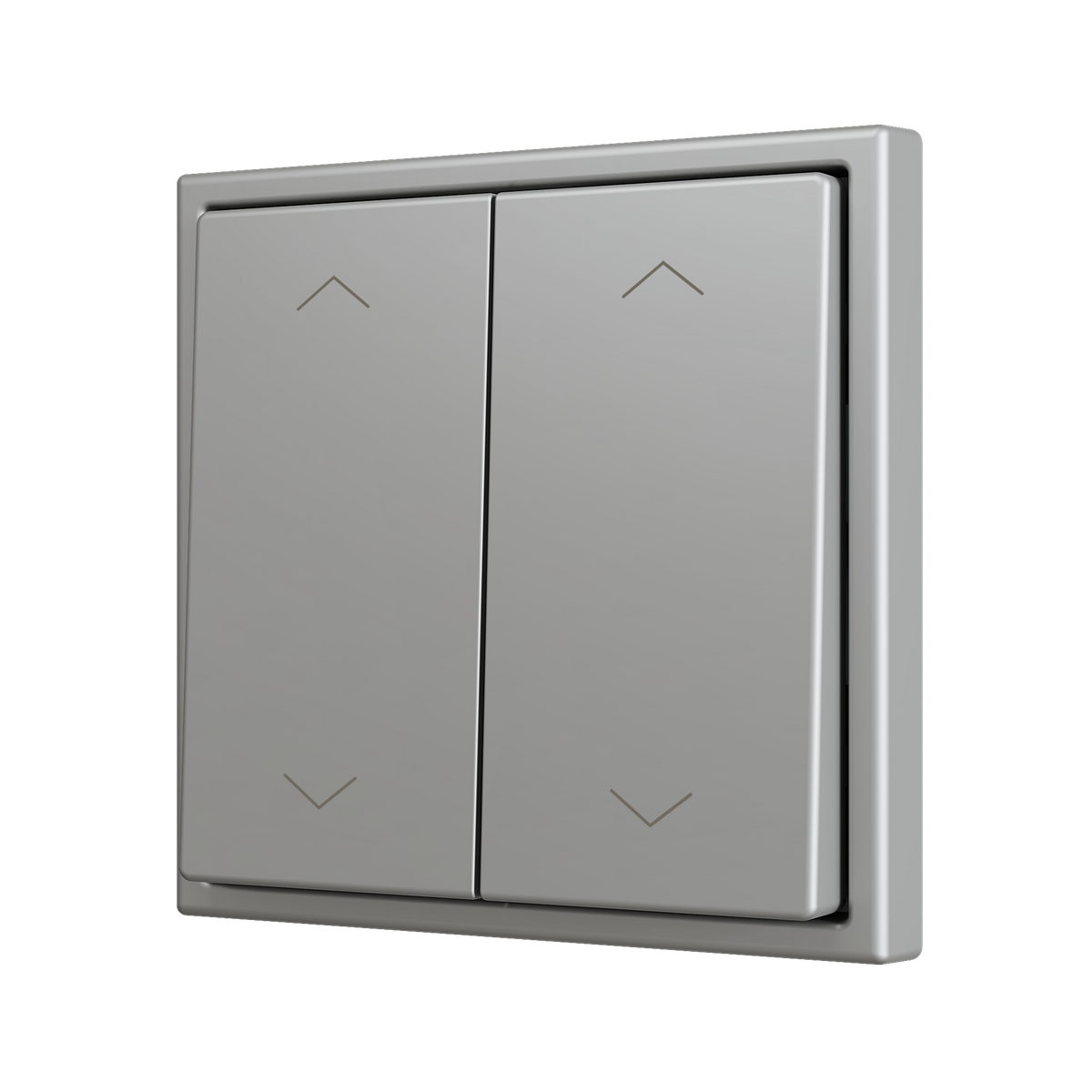 ZS70. Double Soft push button for 4 binary inputs 70x70 mm - Shutter icon - Silver by Zennio