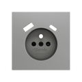 ZS70. French socket cover with USB C and A 70x70 mm - Silver by Zennio
