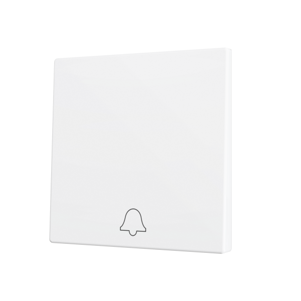 ZS70. Cover for Simple KNX Soft push button 70x70 mm. Tilt down - Doorbell icon - Matt White by Zennio