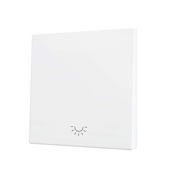 ZS70. Cover for Simple KNX Soft push button 70x70 mm. Tilt down - Light icon - Matt White by Zennio