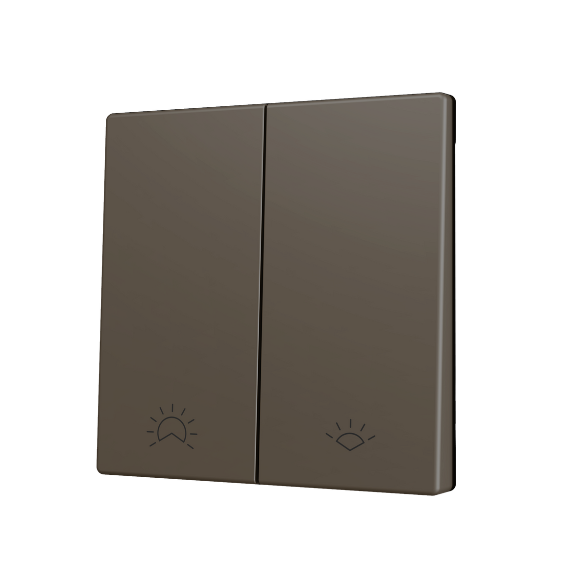 ZS70. Cover for Simple KNX Soft push button 70x70 mm. Tilt down - Mocha - Custom. Minimum 100 units per design by Zennio