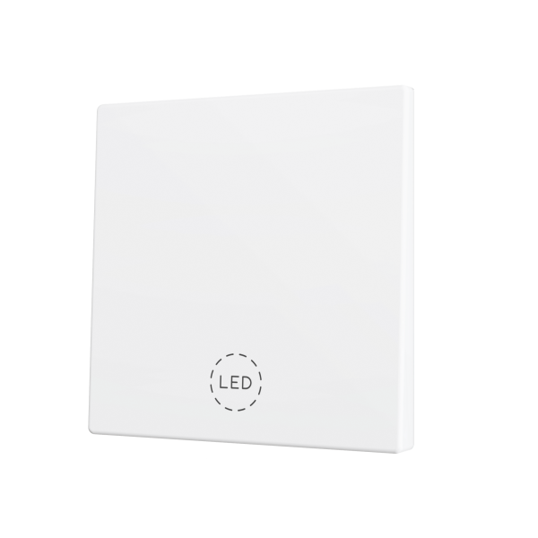 ZS70. Cover for Simple KNX Soft push button 70x70 mm. Tilt down - Matt White - Custom. Minimum 100 units per design by Zennio